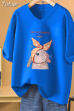 100% Cotton L-5XL T Shirt Plus Size Tshirt Short Sleeve Cartoon Women Top Summer Sweet Couple V Neck Oversized T