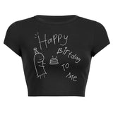 Toloer Simple Print T Women's Fashion Print Crop