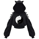 Woman Clothing Kawaii Hoodies Crop Top Spring Autumn Clothes Bandage Hollow Long Sleeve Tees Sexy Club y2k Streetwear-Outfit