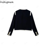 Women Jackets O-neck Long Sleeve Double-breasted Coat 2023 Ropa Mujer Fashion Vintage Temperament Tops Y2k Clothes
