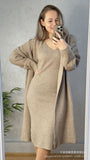 New Solid V-Neck Jacket Dress + Sweater Cardigan Hot Elegant Knitted