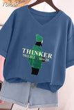 100% Cotton L-5XL Plus SizeT Shirt Short Sleeve Cartoon Tshirt Women Top Summer Sweet Couple V Neck Oversized T